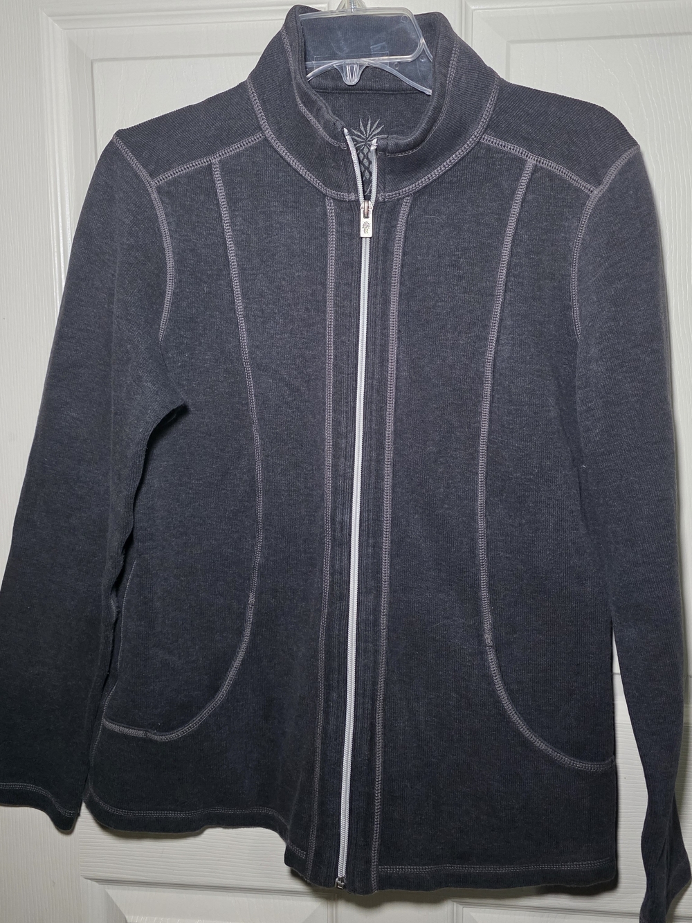 Womens Tommy Bahama Charcoal Zip-Front Sweater Jacket - Casual Layering